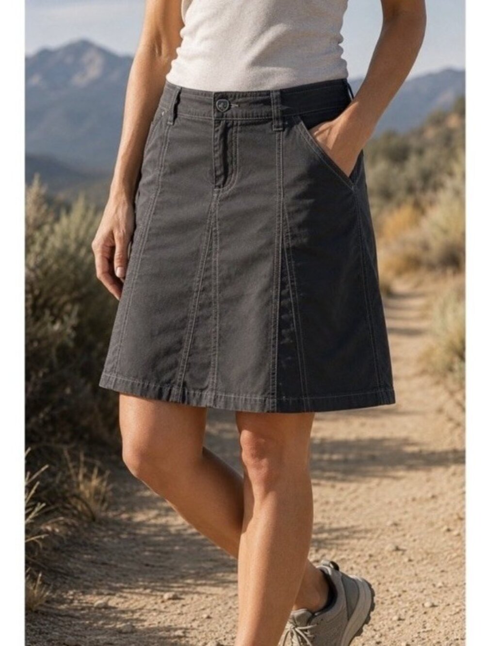 KUHL Splash A-Line Skirt Women's Size 12 Hiking Outdoor Pockets Charcoal Gray